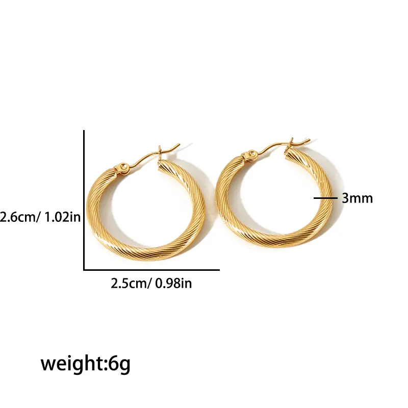 1 Pair Of Stylish 18K Gold-Plated Stainless Steel Twist Earrings Suitable For Women's Daily Wear h5 Picture2